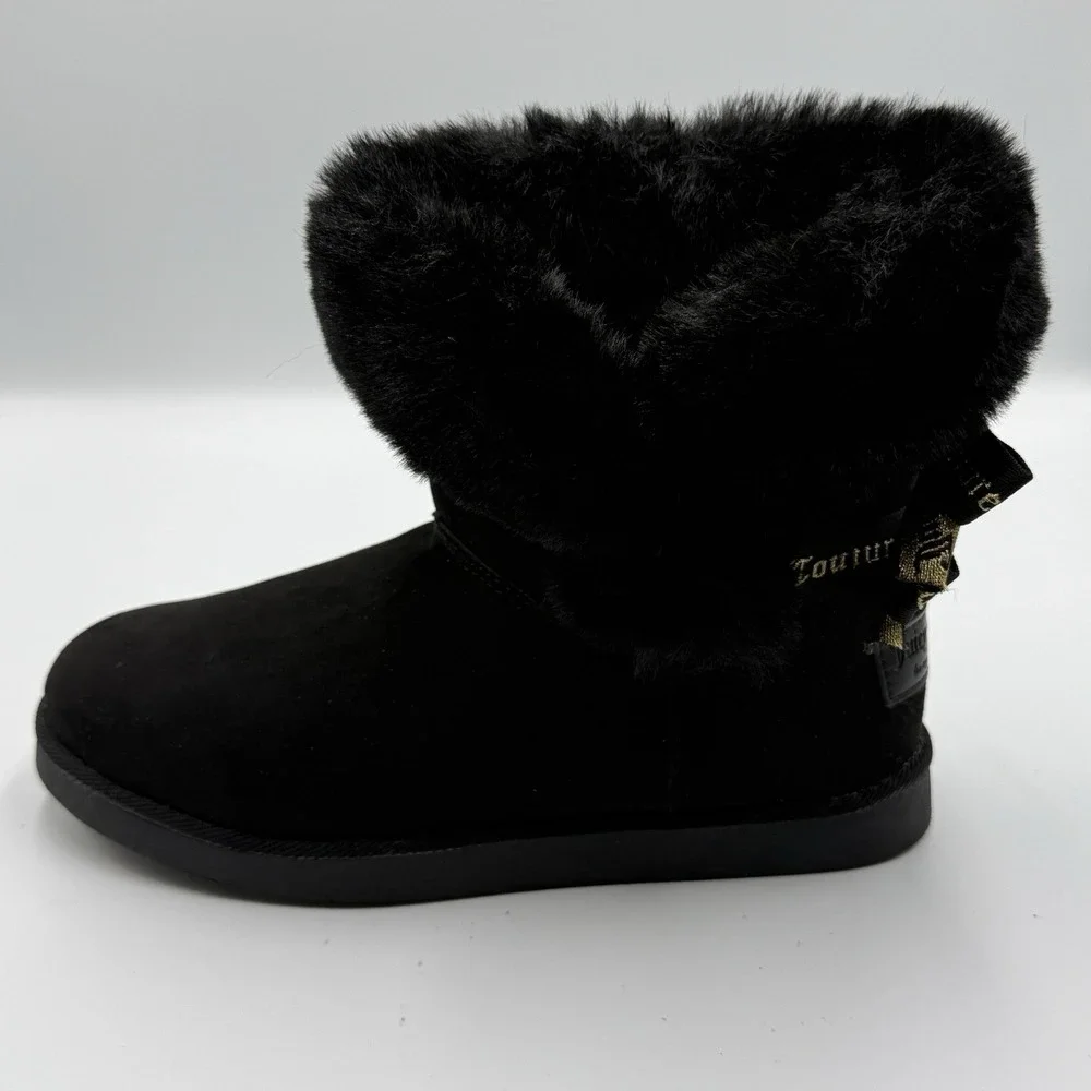 Juicy Couture Y2K Black Faux‎ Fur Winter Boots Women's Size 6